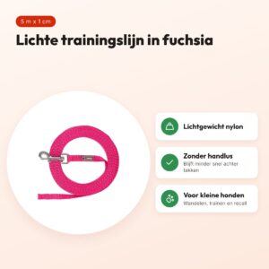 Trixie sleeplijn extra licht fuchsia 5 m x 1 cm – kleine honden – voordelen
