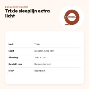 Trixie sleeplijn extra licht roestbruin 10 m x 1 cm – kleinere honden – productinformatie