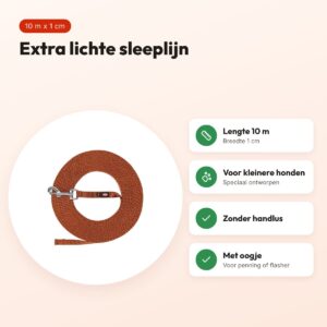 Trixie sleeplijn extra licht roestbruin 10 m x 1 cm – kleinere honden – voordelen