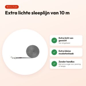 Trixie sleeplijn extra licht voor kleine honden grafiet grijs 10 m x 1 cm – voordelen