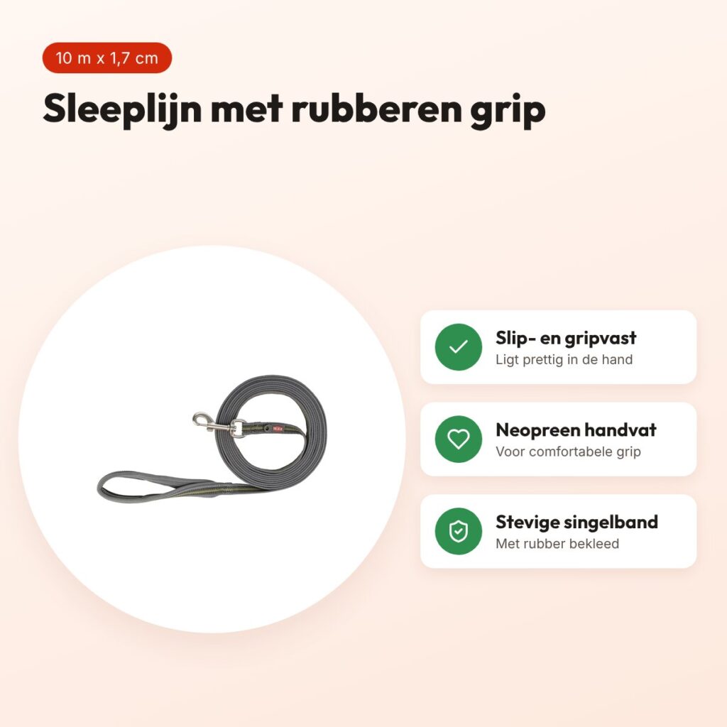 Trixie sleeplijn Fusion grafietgrijs/olijfgroen 10 m x 1,7 cm – voordelen