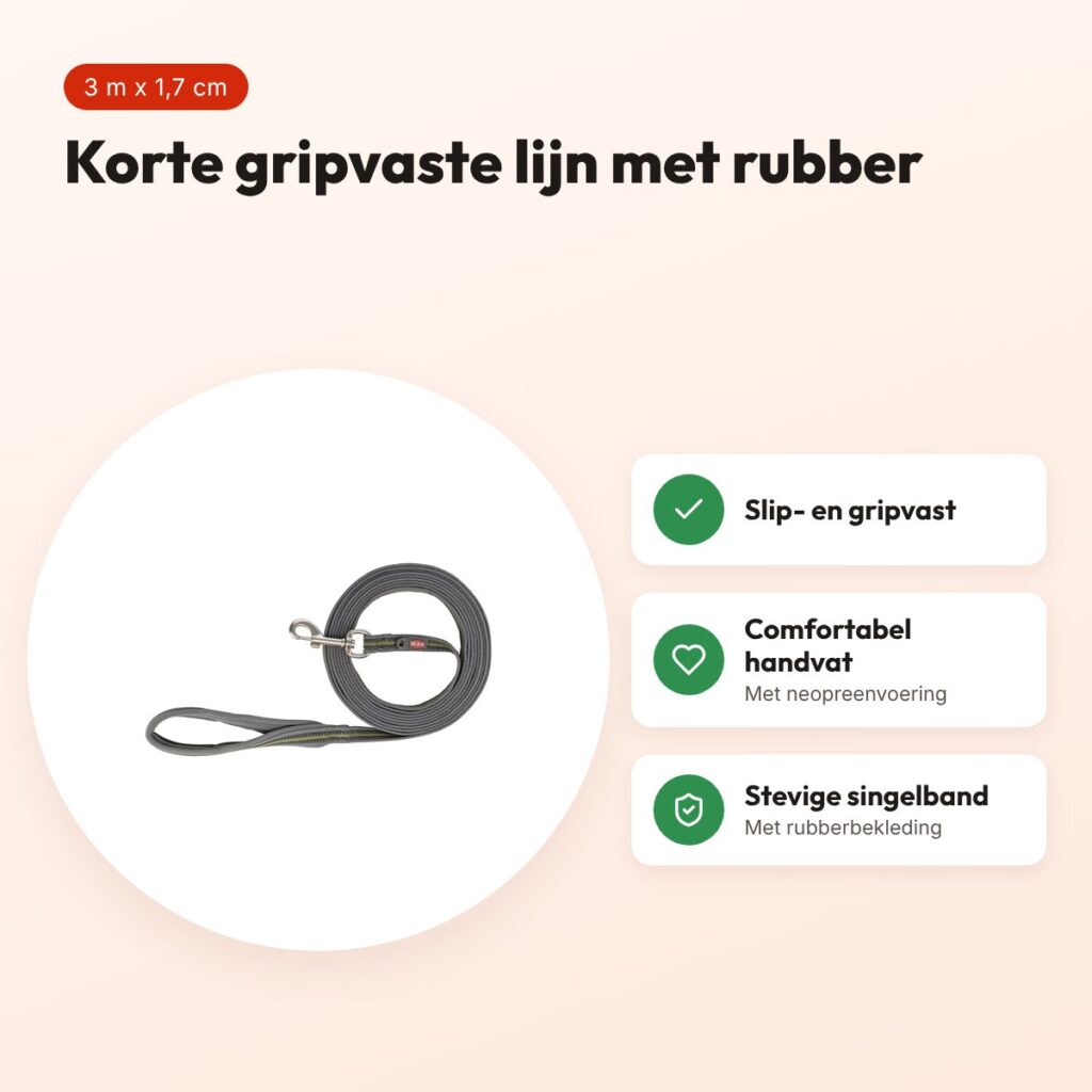 Trixie sleeplijn Fusion grafietgrijs/olijfgroen 3 m x 1,7 cm – voordelen