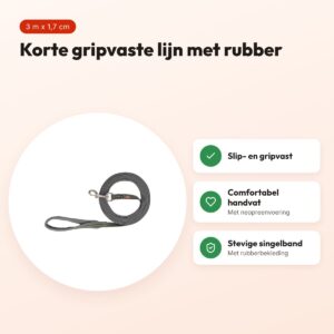 Trixie sleeplijn Fusion grafietgrijs/olijfgroen 3 m x 1,7 cm – voordelen