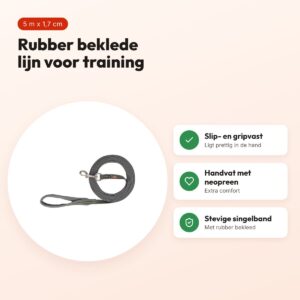 Trixie sleeplijn Fusion grafietgrijs/olijfgroen 5 m x 1,7 cm – voordelen