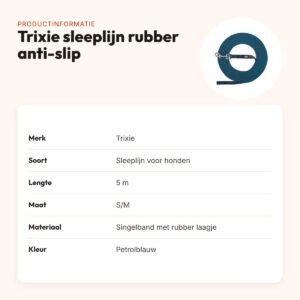 Trixie sleeplijn hond rubber anti-slip petrolblauw S/M 5 m – singelband – productinformatie