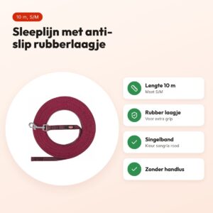 Trixie sleeplijn hond rubber anti-slip sangria rood S/M 10 m – singelband – voordelen