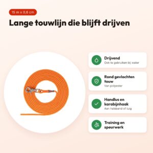 Trixie sleeplijn rond zeiltouw oranje 15 m x 0,6 cm – drijvend – voordelen