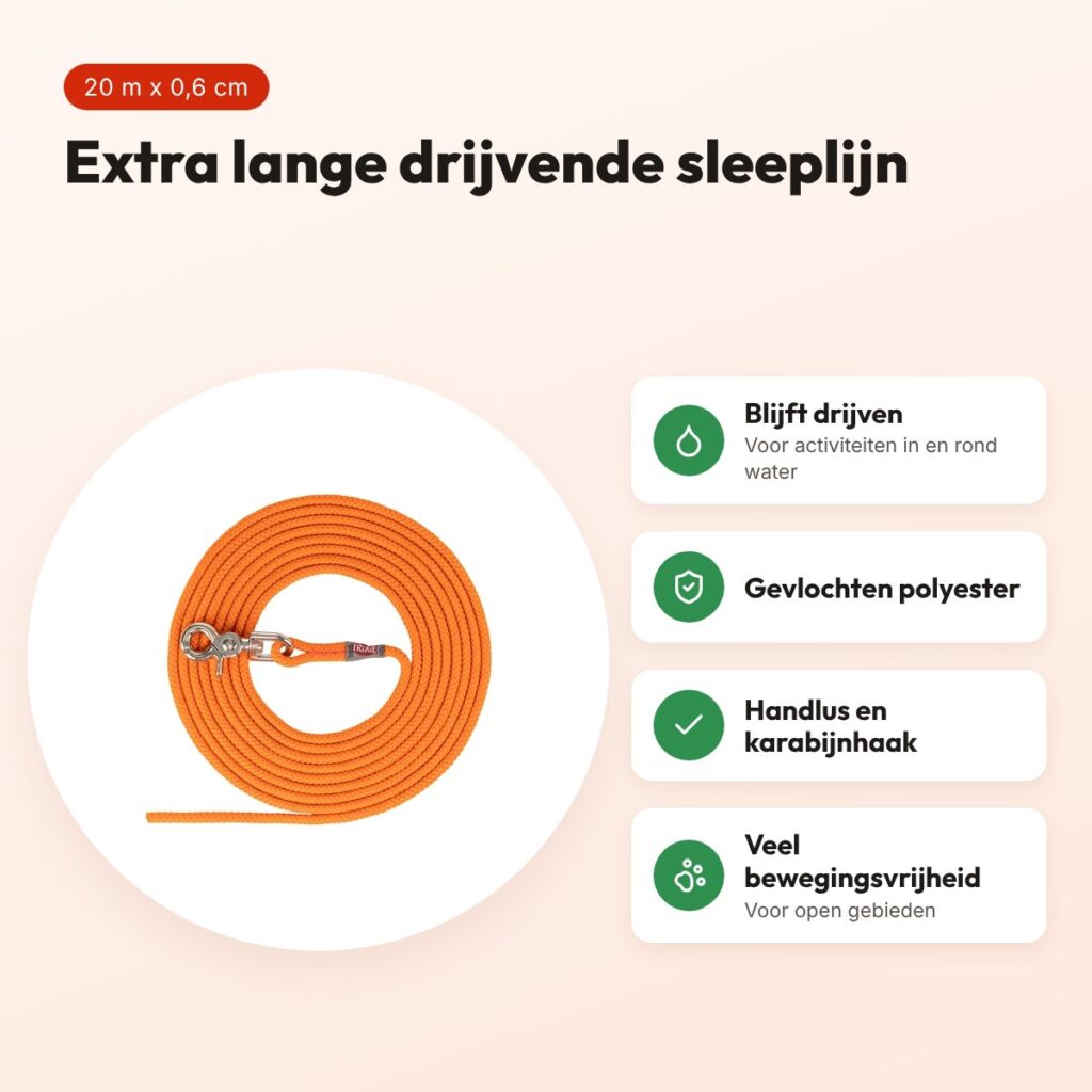 Trixie sleeplijn rond zeiltouw oranje 20 m x 0,6 cm – drijvend – voordelen