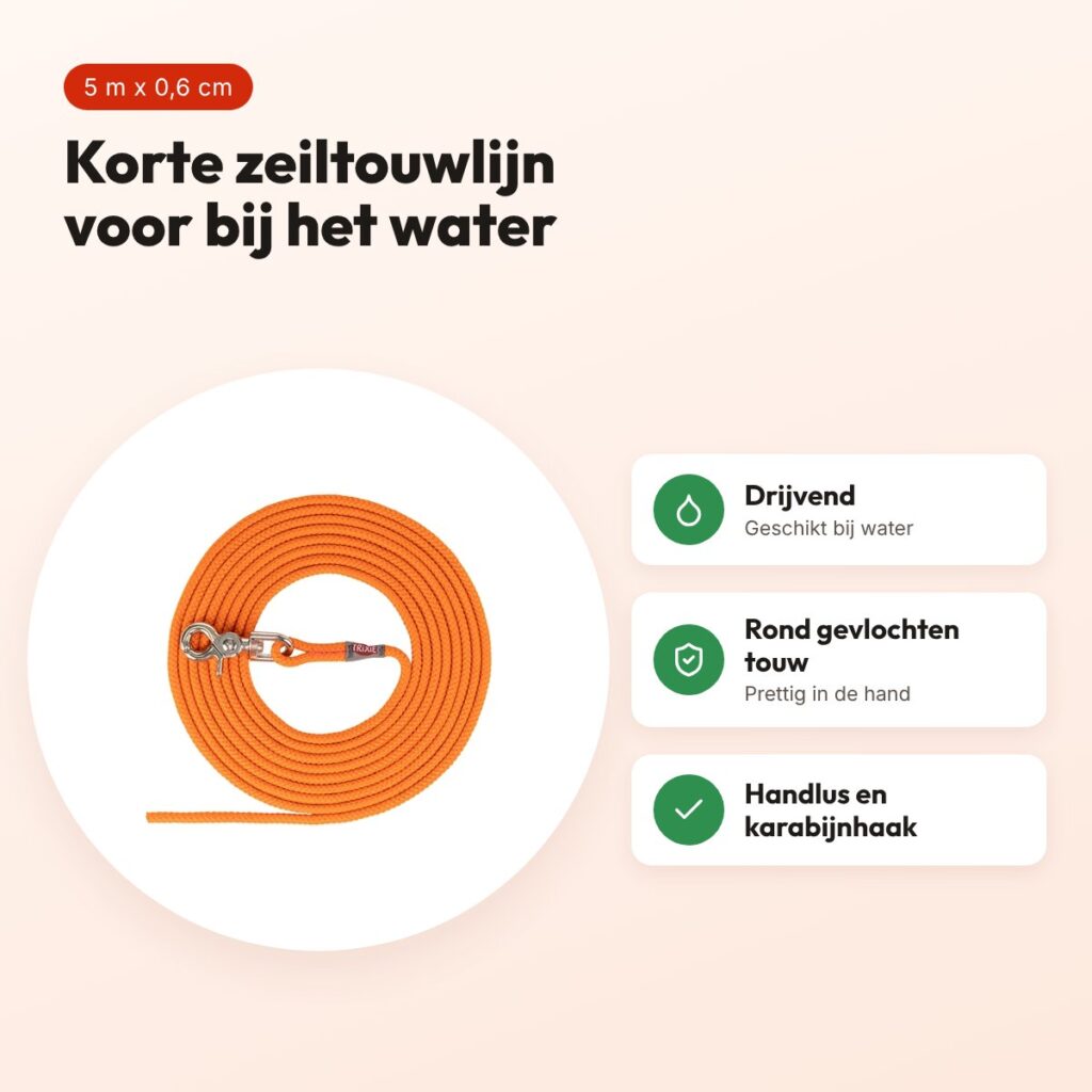 Trixie sleeplijn rond zeiltouw oranje 5 m x 0,6 cm – drijvend – voordelen