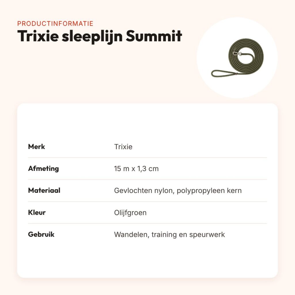 Trixie sleeplijn Summit rond touw olijfgroen 15 m x 1,3 cm – productinformatie