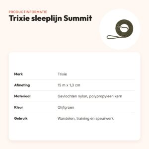 Trixie sleeplijn Summit rond touw olijfgroen 15 m x 1,3 cm – productinformatie