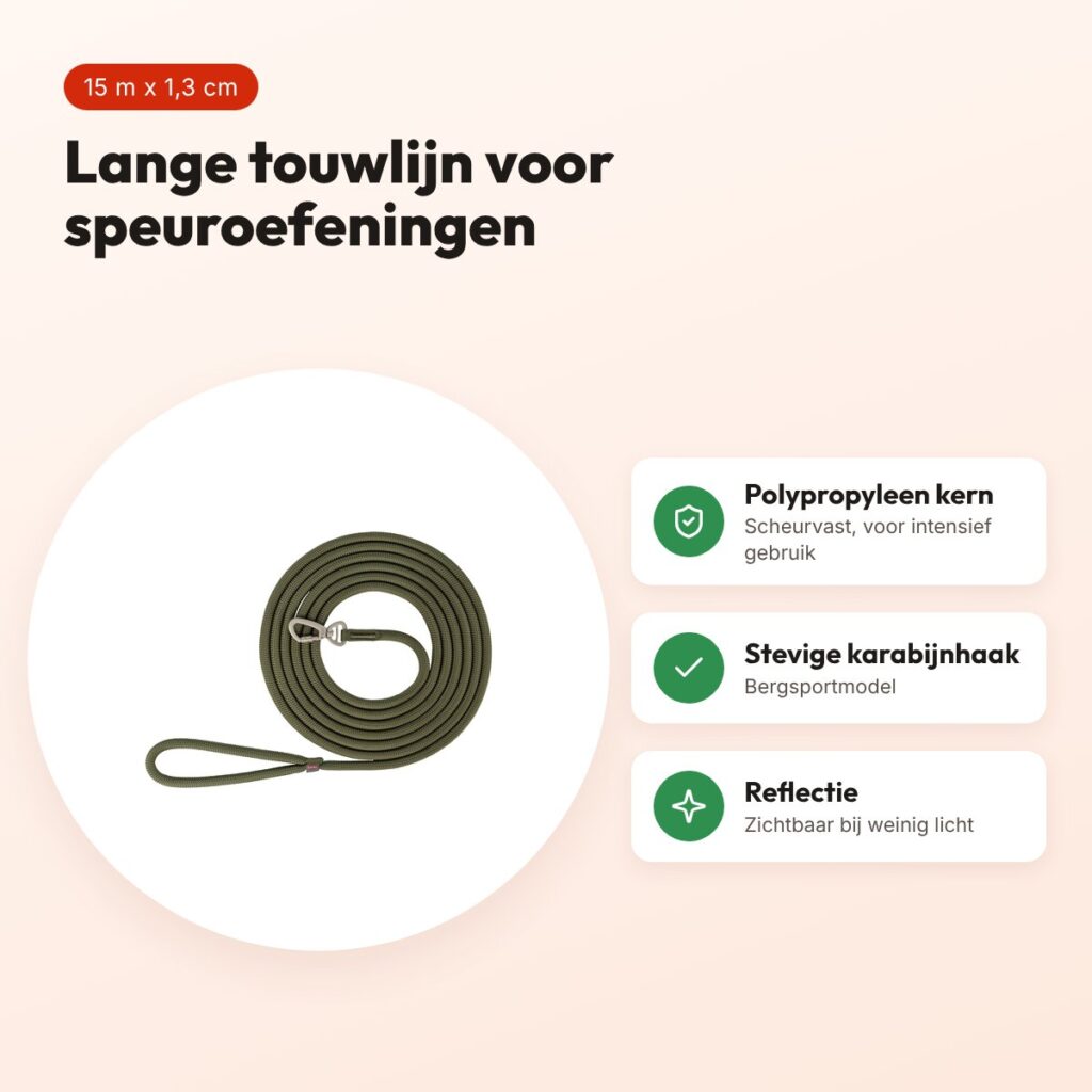 Trixie sleeplijn Summit rond touw olijfgroen 15 m x 1,3 cm – voordelen
