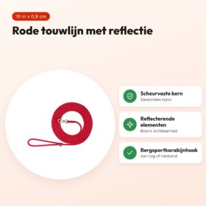 Trixie sleeplijn Summit rond touw rood 10 m x 0,9 cm – voordelen