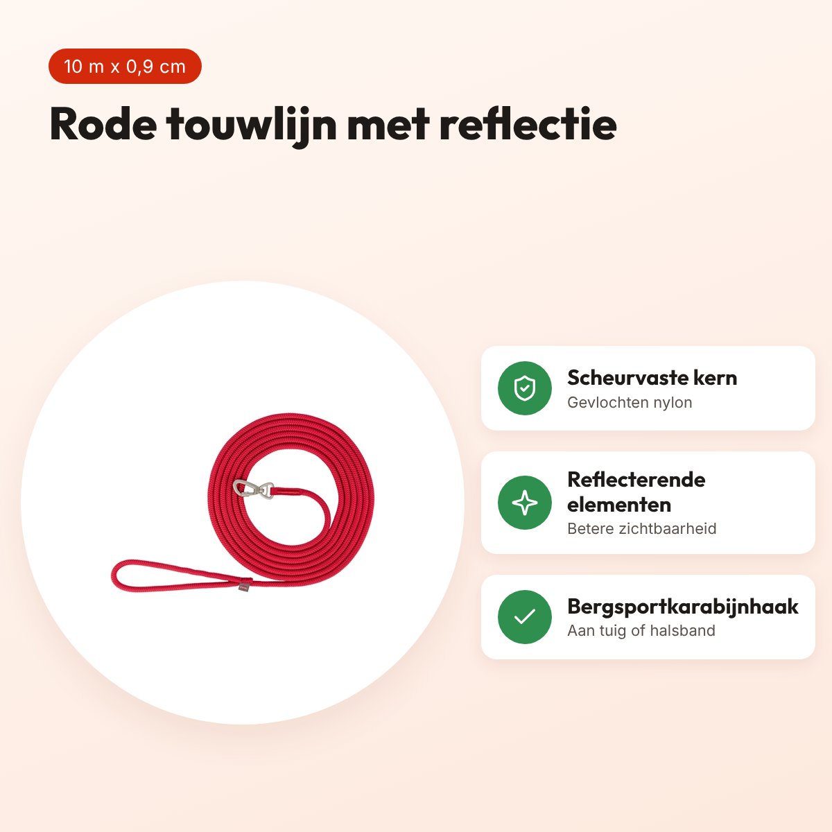 Trixie sleeplijn Summit rond touw rood 10 m x 0,9 cm – voordelen