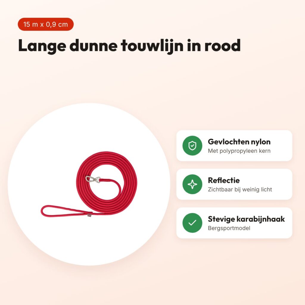 Trixie sleeplijn Summit rond touw rood 15 m x 0,9 cm – voordelen
