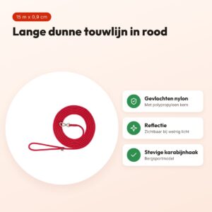 Trixie sleeplijn Summit rond touw rood 15 m x 0,9 cm – voordelen