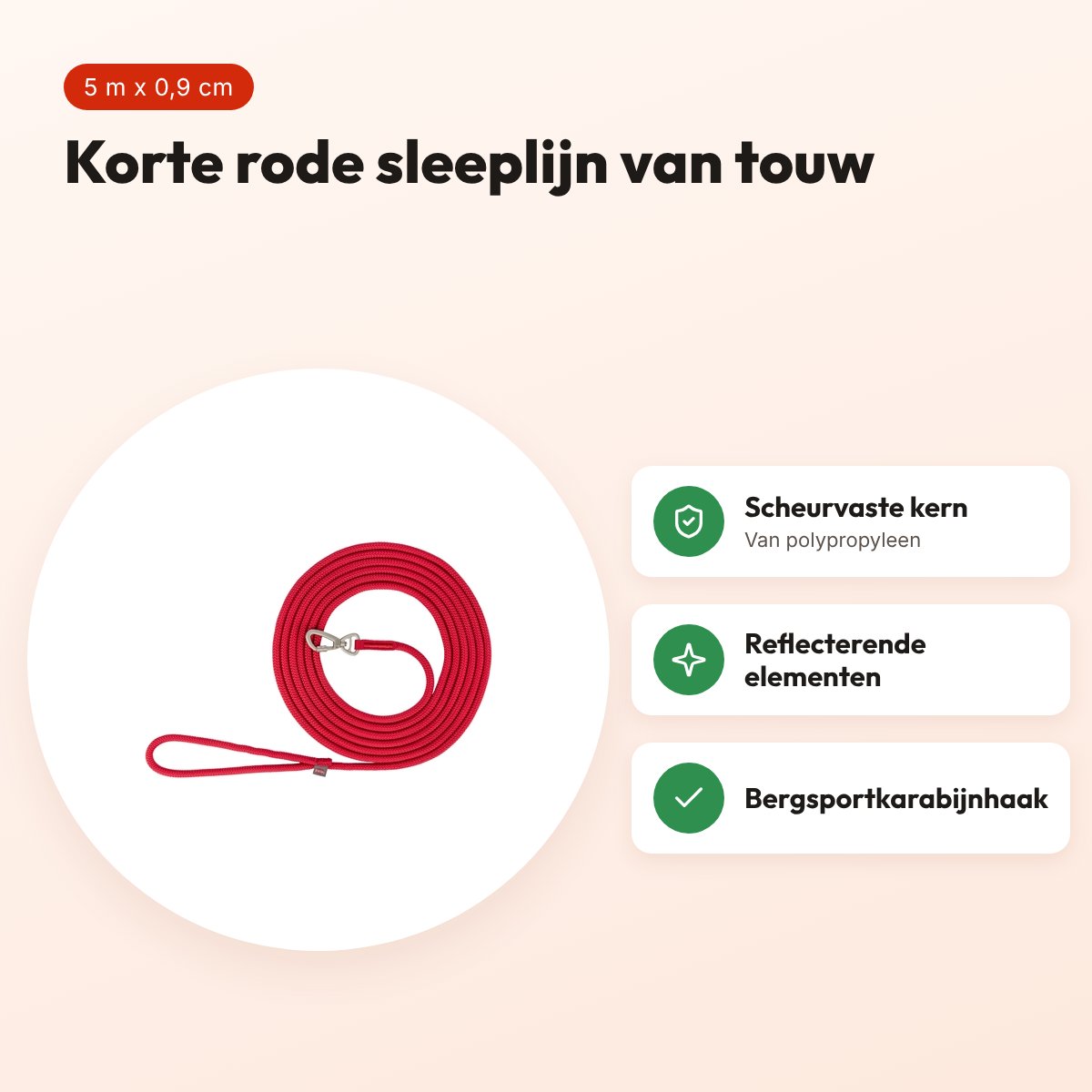 Trixie sleeplijn Summit rond touw rood 5 m x 0,9 cm – voordelen