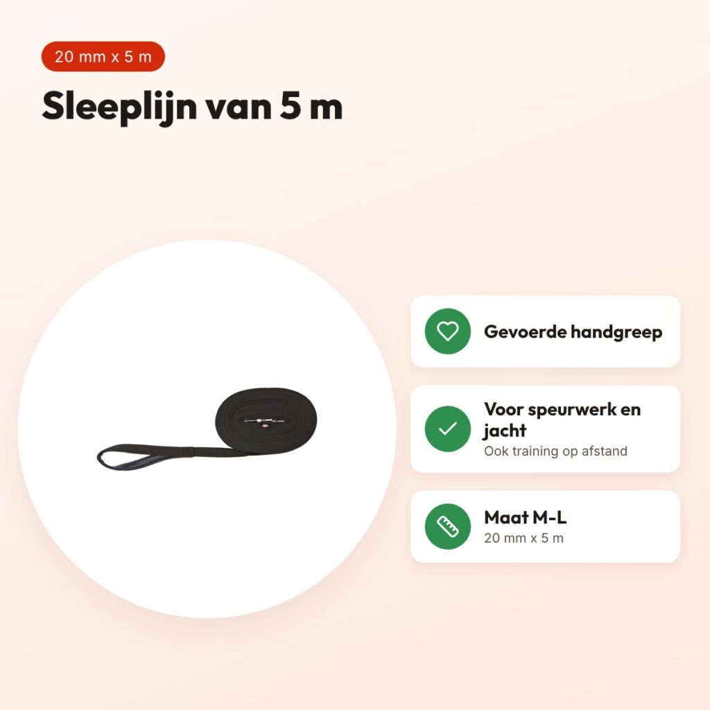 Trixie sleeplijn zwart 20 mm x 5 m – met gevoerde handgreep – voordelen