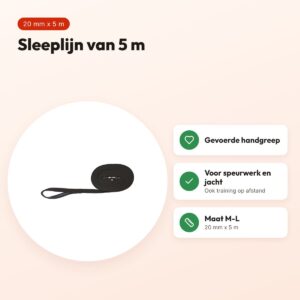 Trixie sleeplijn zwart 20 mm x 5 m – met gevoerde handgreep – voordelen