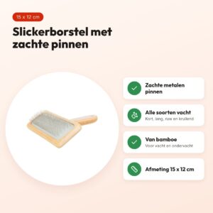 Trixie slickerborstel bamboe 15 x 12 cm – zachte metalen pinnen – voordelen