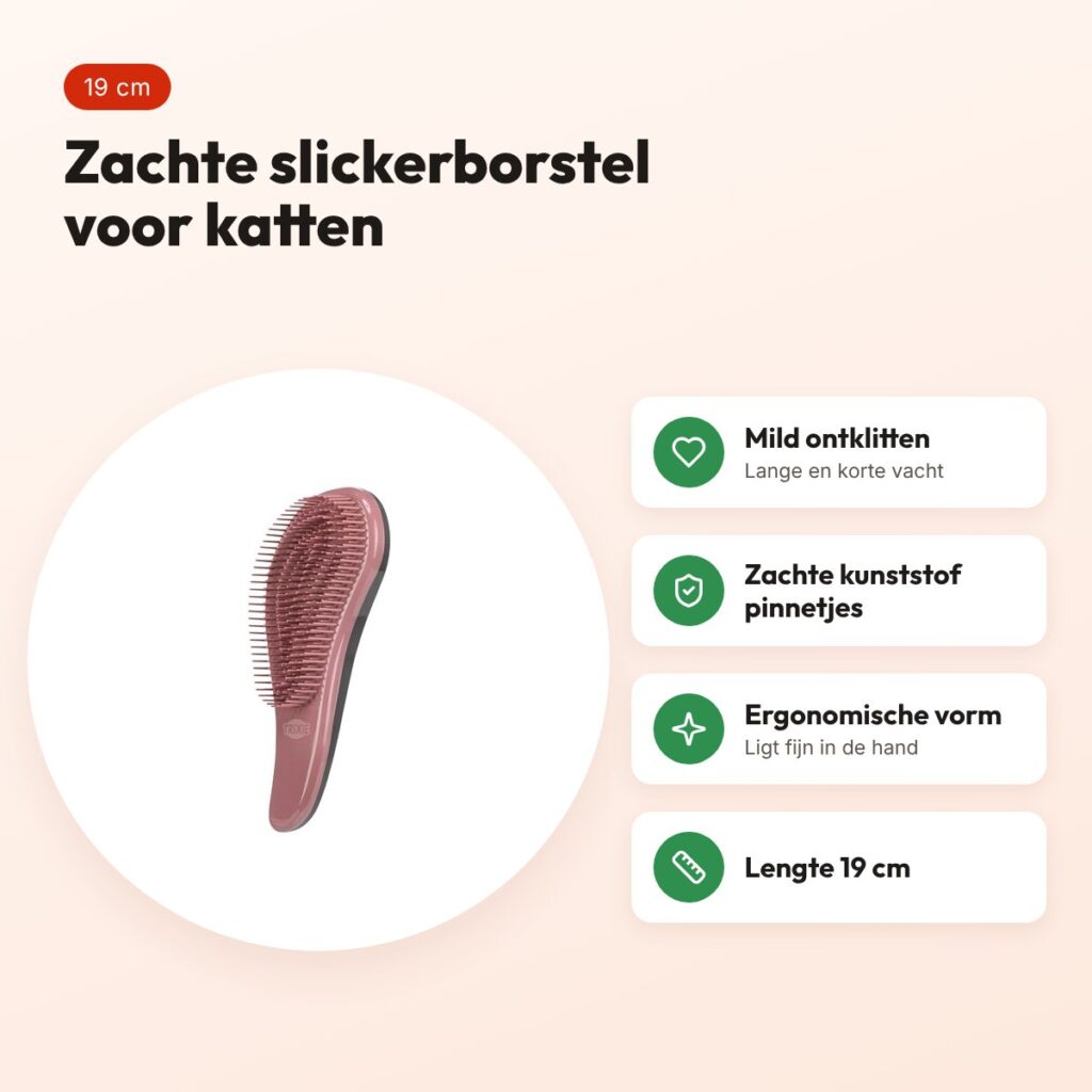 Trixie slickerborstel kat roze/zwart 19 cm – ergonomisch – voordelen