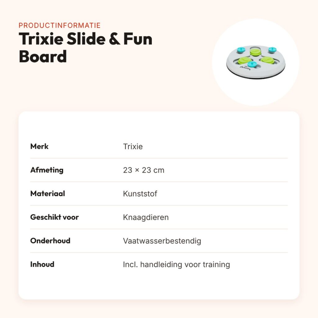 Trixie Slide & Fun Board 23 x 23 cm – intelligentiespel voor knaagdieren – productinformatie