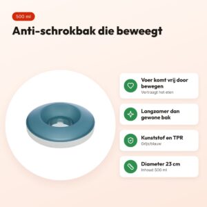 Trixie Slowfeeding Rocking Bowl 23 cm 500 ml – anti-schrokbak, grijs/blauw – voordelen