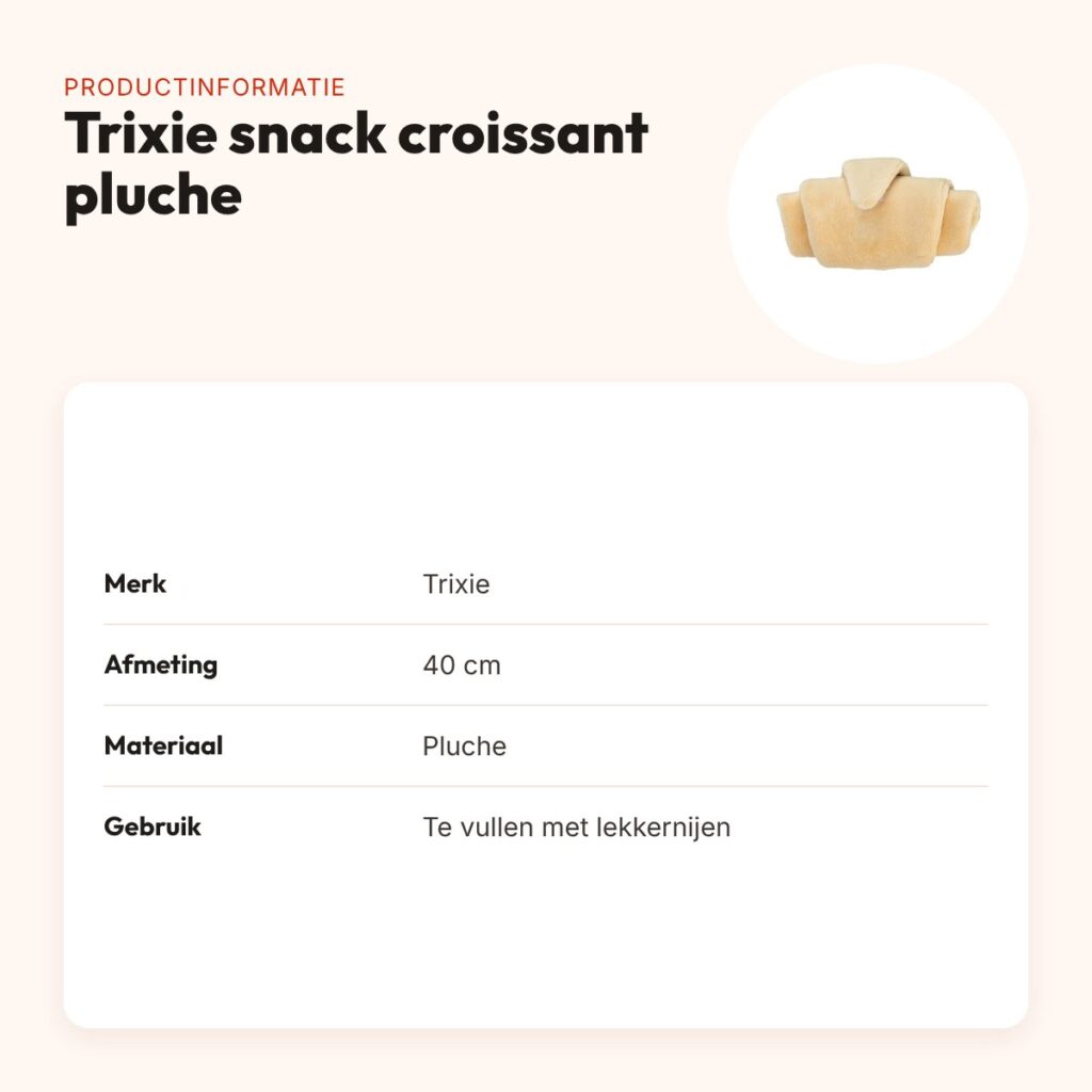 Trixie snack croissant pluche 40 cm – intelligentiespeelgoed – productinformatie