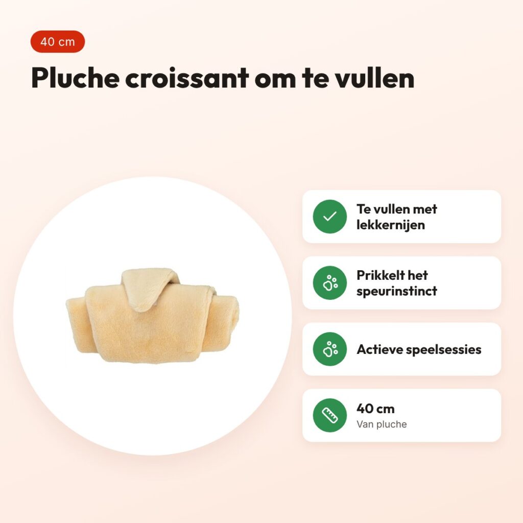 Trixie snack croissant pluche 40 cm – intelligentiespeelgoed – voordelen