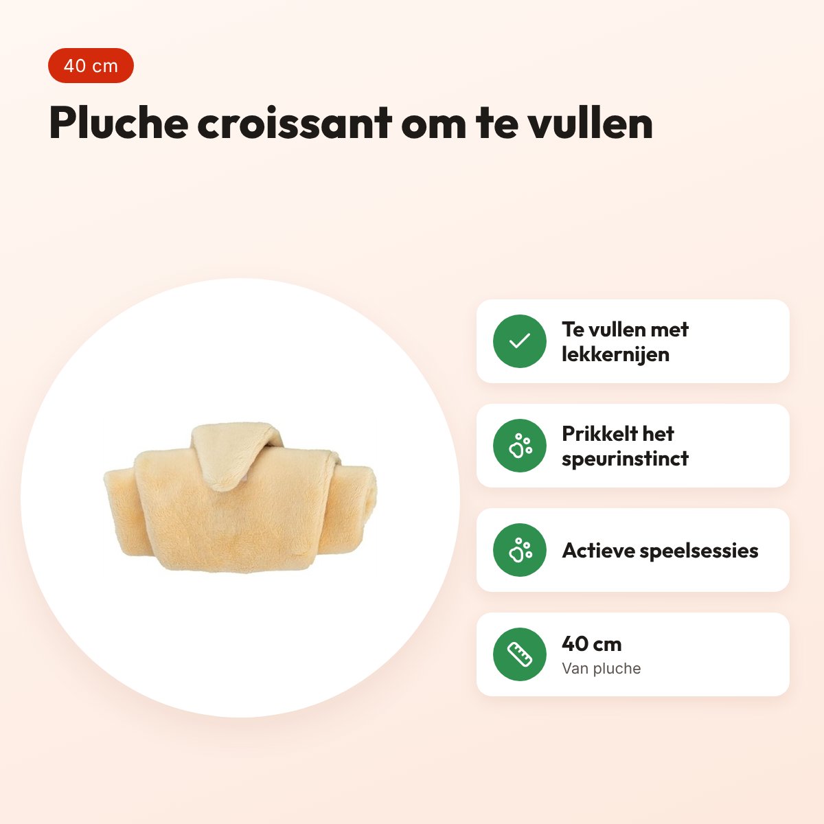 Trixie snack croissant pluche 40 cm – intelligentiespeelgoed – voordelen