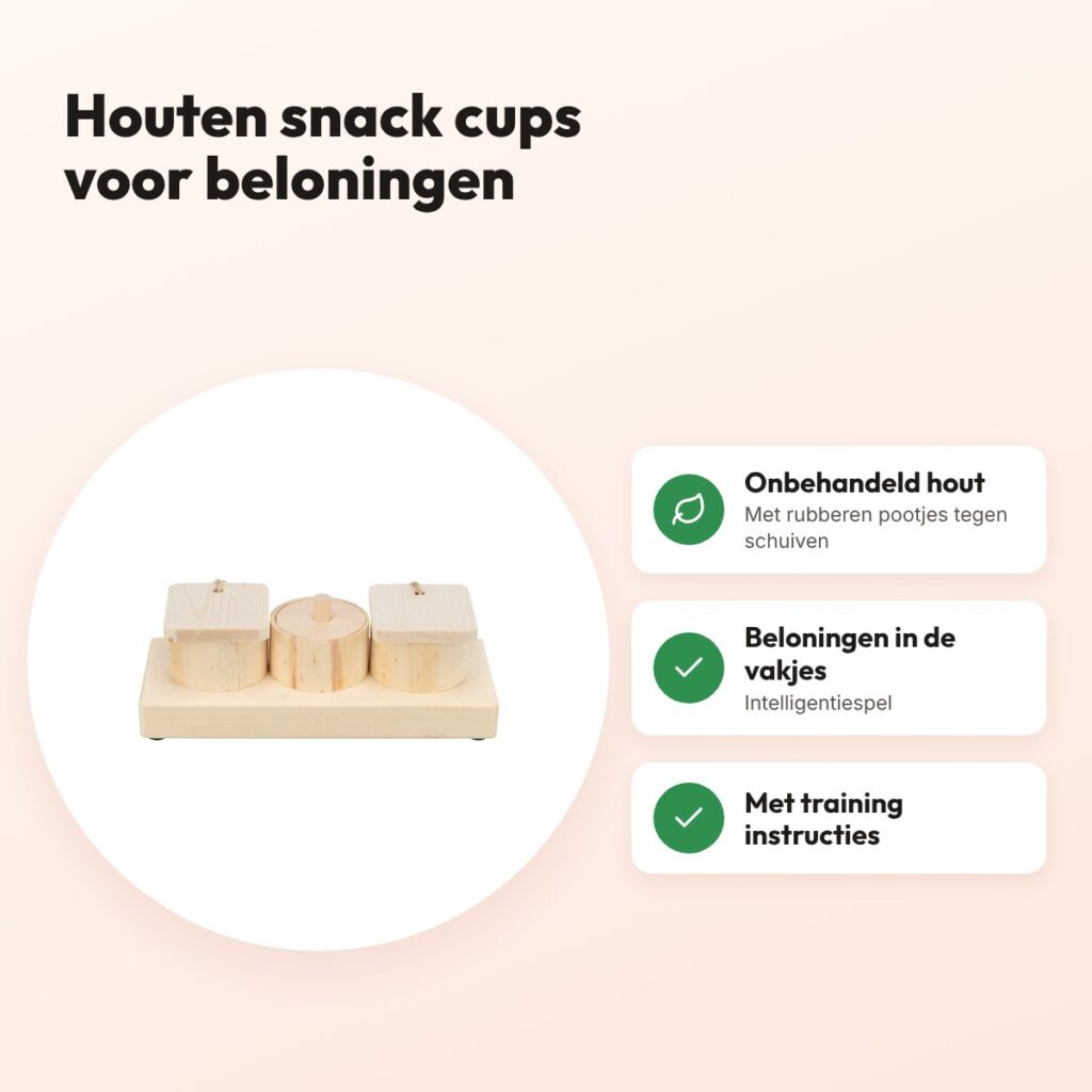 Trixie Snack Cups hout – spel voor ratten en konijnen – voordelen