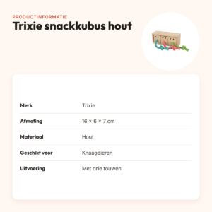Trixie snack kubus 16 x 6 x 7 cm – hout met drie touwen – productinformatie
