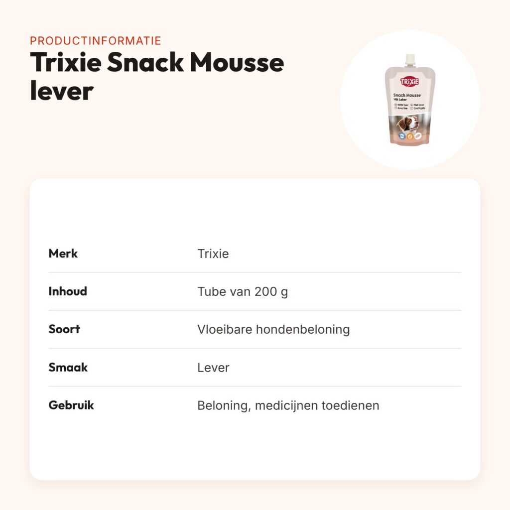Trixie Snack Mousse lever 200 g – vloeibare hondenbeloning in tube – productinformatie