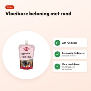 Trixie Snack Mousse rund 200 g – vloeibare hondenbeloning in tube – voordelen