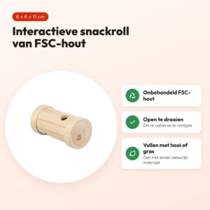 Trixie snack roll hout 6 x 6 x 11 cm – interactief voederspeelgoed – voordelen