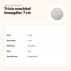 Trixie snackbal knaagdier 7 cm – grijs, met verstelbare opening – productinformatie