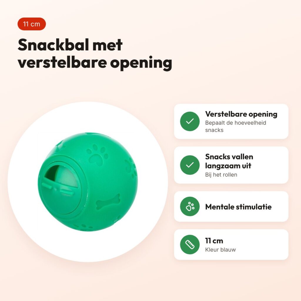 Trixie snackbal kunststof blauw 11 cm – verstelbare opening – voordelen
