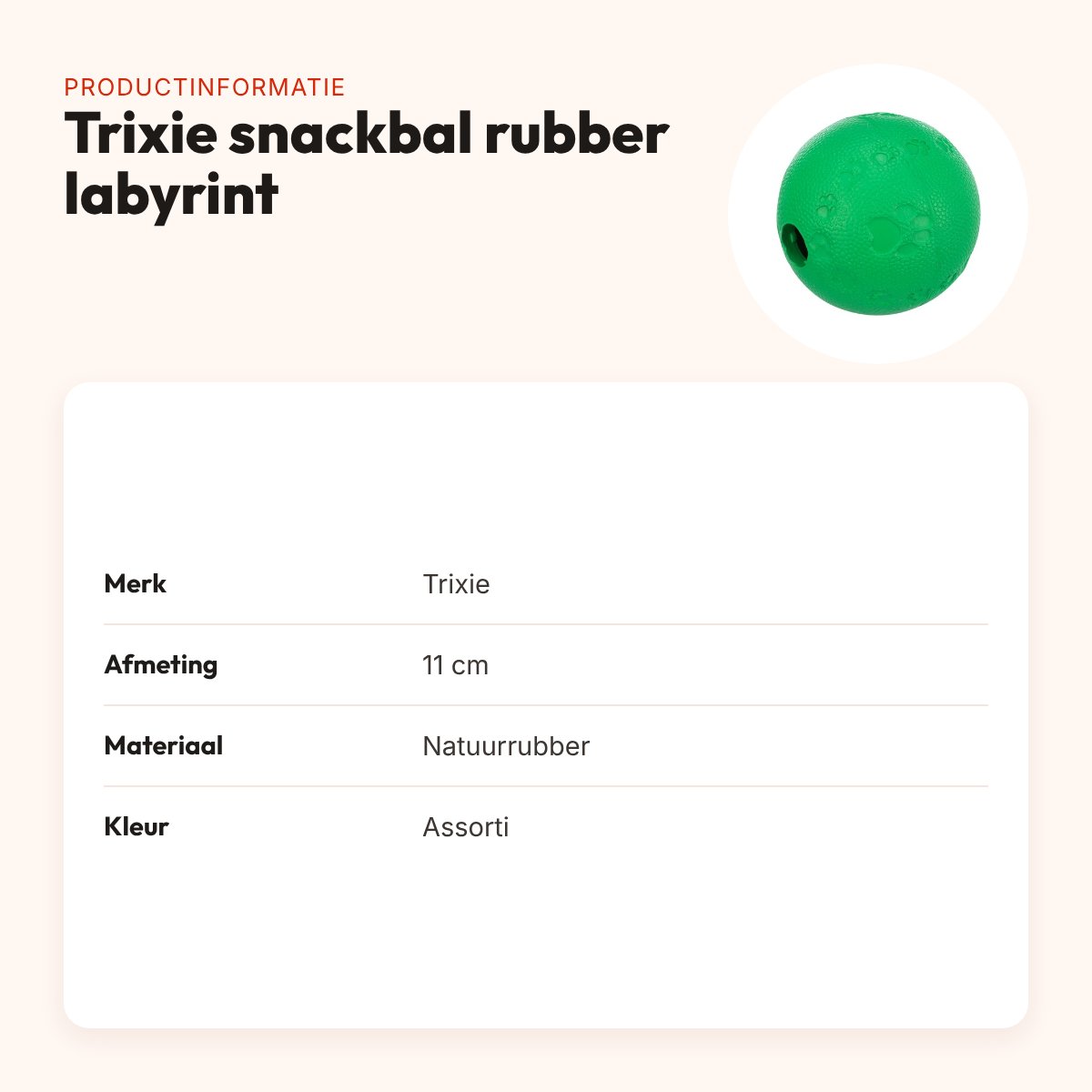 Trixie snackbal rubber 11 cm – labyrint, assorti – productinformatie