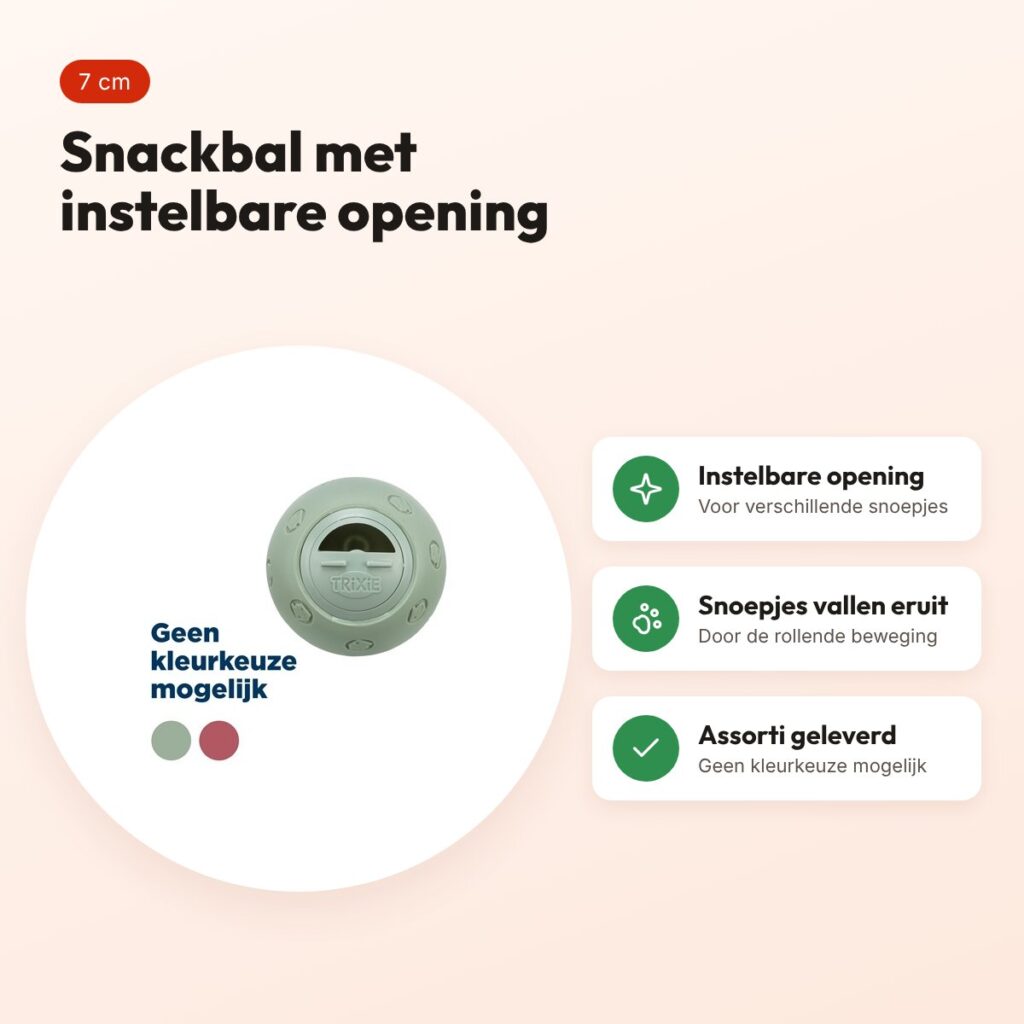 Trixie snackbal voor katten 7 cm – met instelbare opening – voordelen