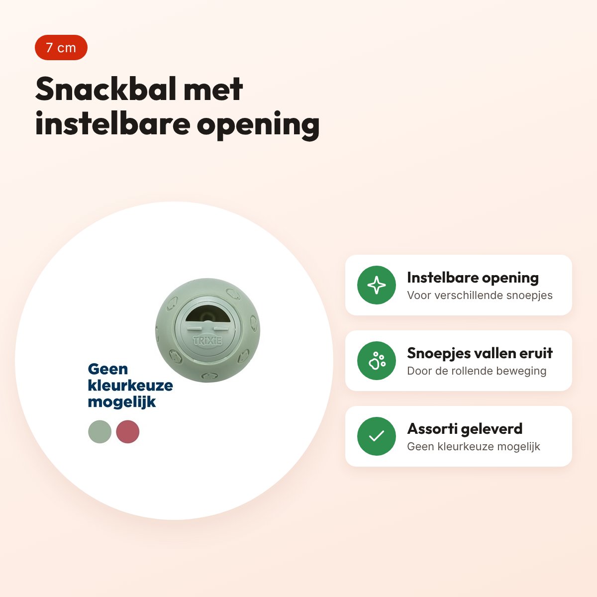 Trixie snackbal voor katten 7 cm – met instelbare opening – voordelen