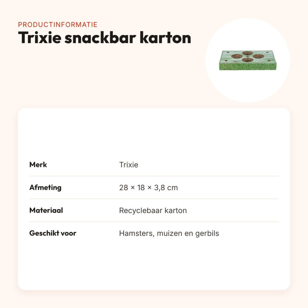 Trixie snackbar van karton 28 x 18 x 3,8 cm – voor kleine knaagdieren – productinformatie
