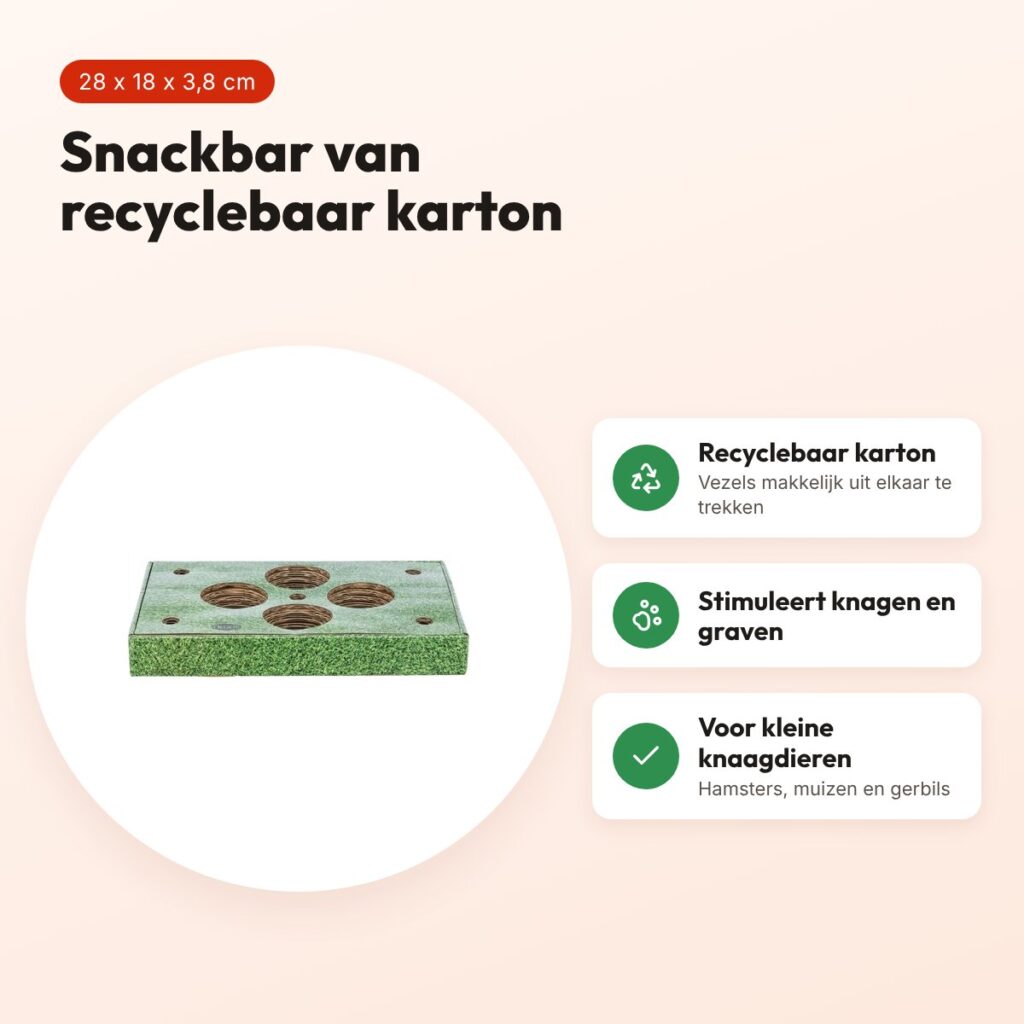 Trixie snackbar van karton 28 x 18 x 3,8 cm – voor kleine knaagdieren – voordelen