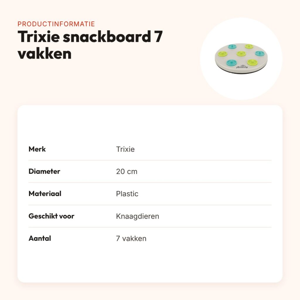 Trixie snackboard met 7 verstopplekken 20 cm – intelligentiespeelgoed – productinformatie