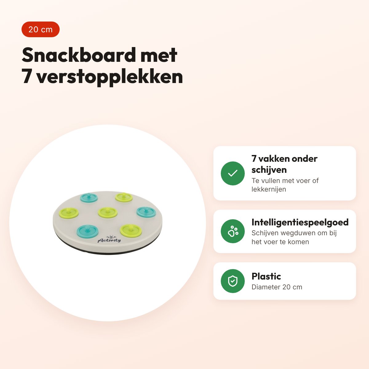 Trixie snackboard met 7 verstopplekken 20 cm – intelligentiespeelgoed – voordelen