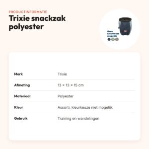 Trixie snackzak polyester assorti 13 x 13 x 15 cm – met poepzakjesdispenser – productinformatie
