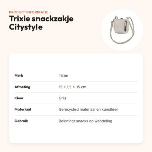 Trixie snackzakje Citystyle grijs 15 x 1,5 x 15 cm – magneetsluiting – productinformatie