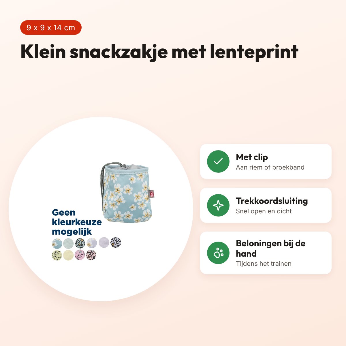 Trixie snackzakje Lente polyester assorti 9 x 9 x 14 cm – voordelen