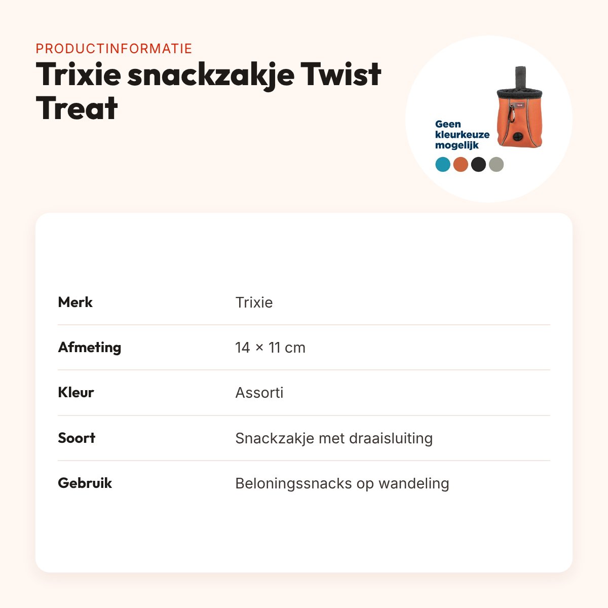 Trixie snackzakje Twist Treat assorti 14 x 11 cm – waterdicht – productinformatie