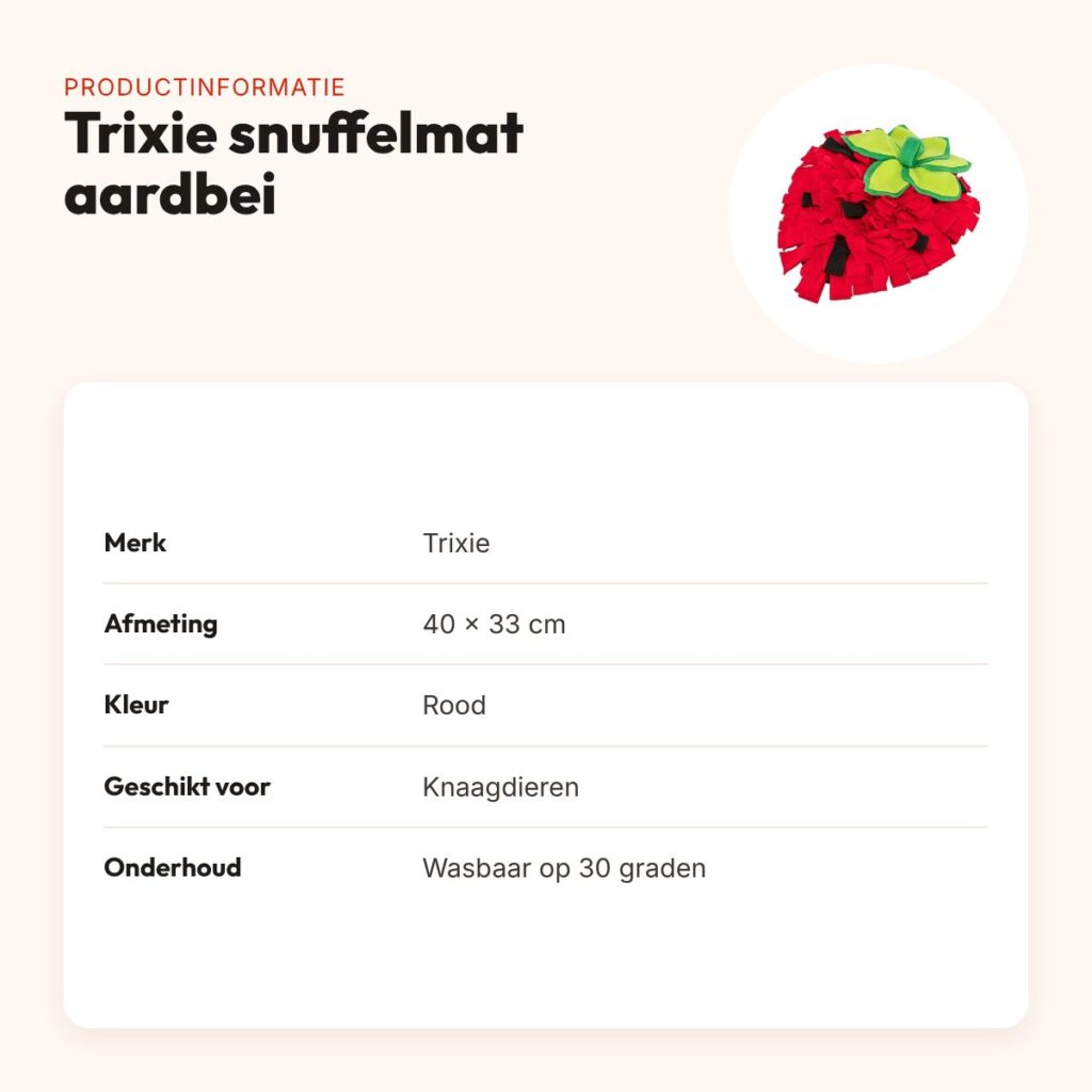 Trixie snuffelmat aardbei rood 40 x 33 cm – slipvast, wasbaar – productinformatie