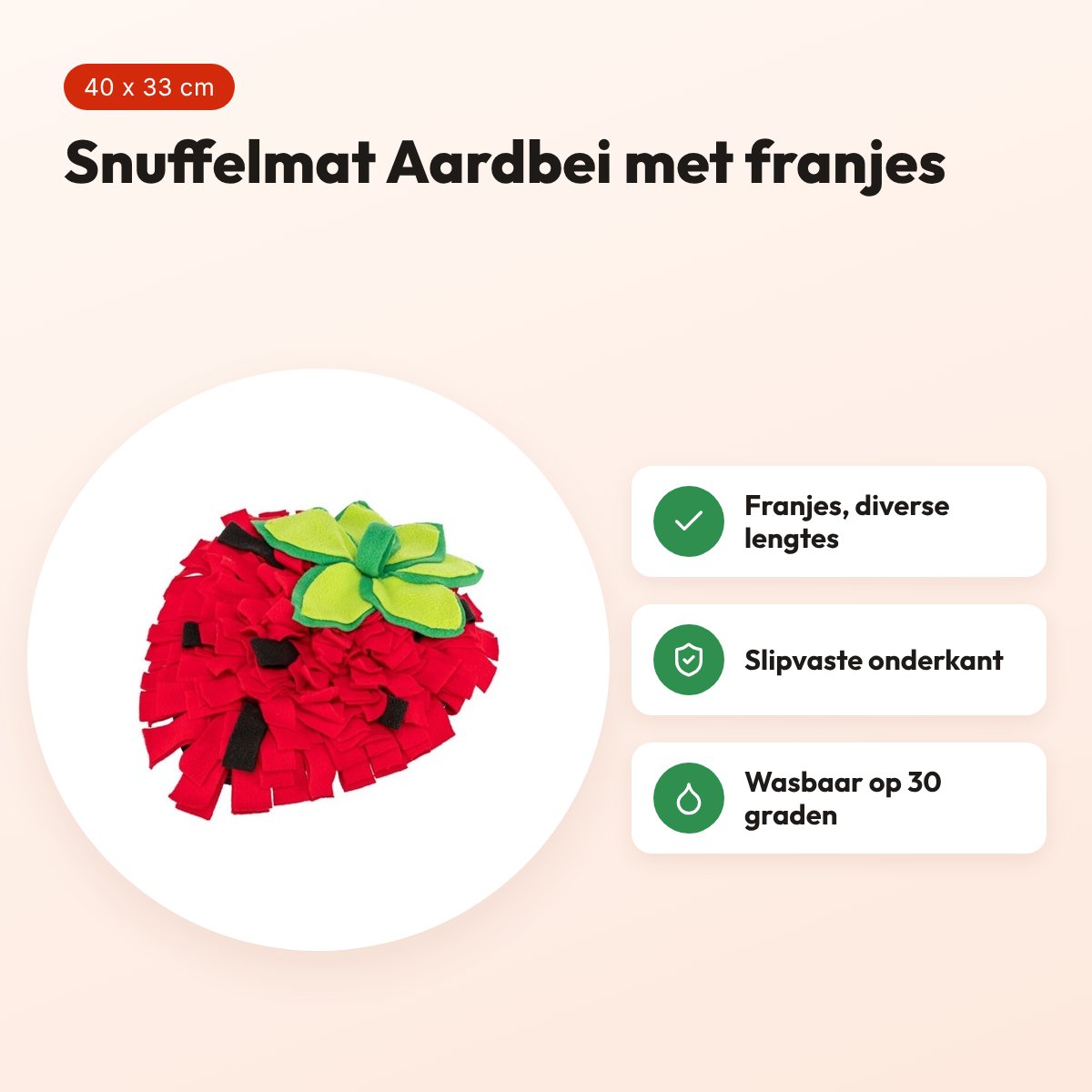Trixie snuffelmat aardbei rood 40 x 33 cm – slipvast, wasbaar – voordelen